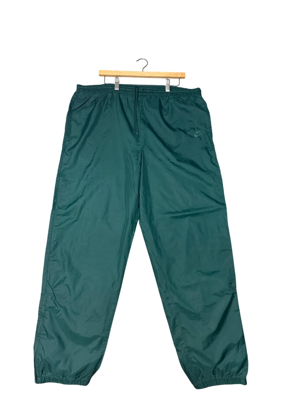 Vintage 80s Nike Track Pants Mens Small Green Lined Elastic Waist Joggers